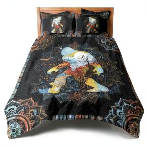 Bigfoot Mandala Quilt SATIGI King Queen Throw-0